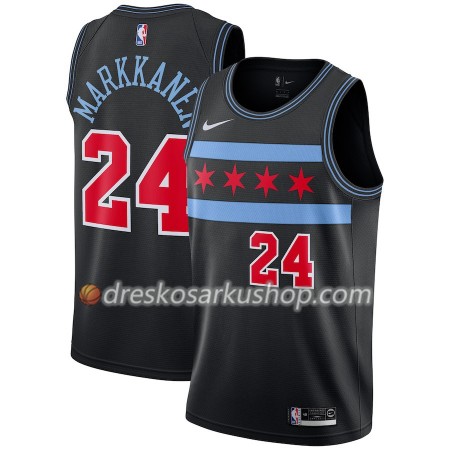 Muški NBA Dres Chicago Bulls Lauri Markkanen 24 Nike 2018-19 City Edition Crna Swingman